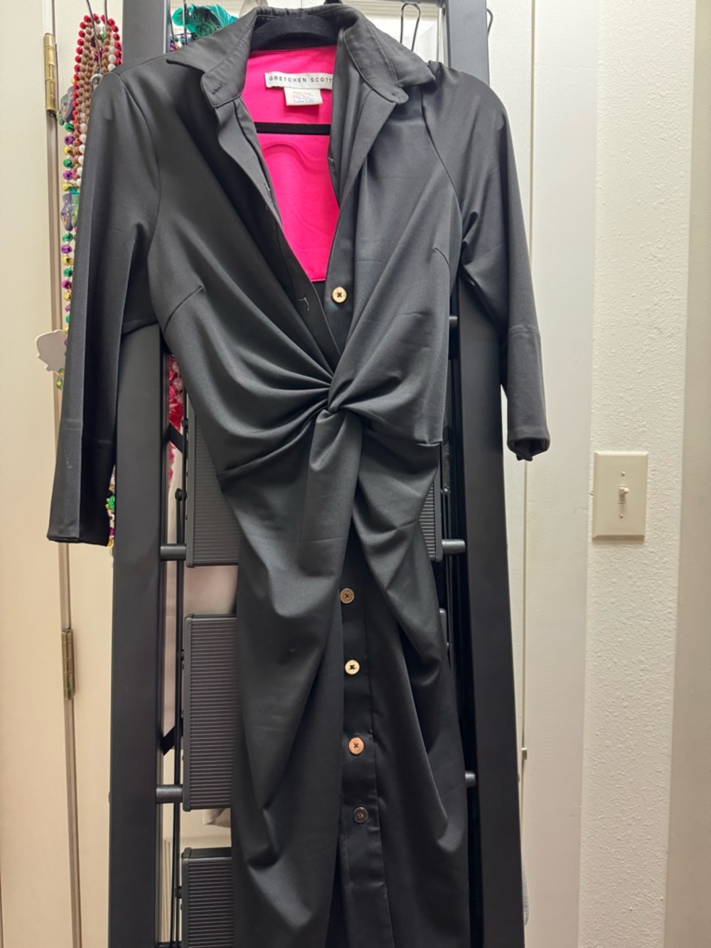 Gretchen Scott Hot Pink Lined Black Trim Dress